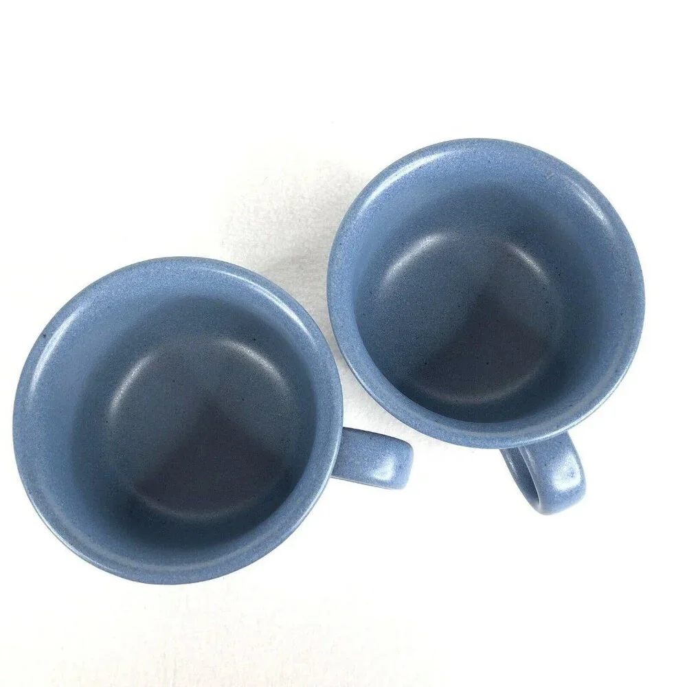 2 Dansk Mesa Sky Blue Cups and Saucers Japan Stoneware Pottery Set‎